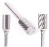 3/8" SB Shape Carbide Burr. Double Cut Cylinder with End Cut. LOC 3/4" Shank OD 1/4" OAL 2-1/8" - Uncoated