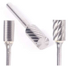 3/8" SB Shape Carbide Burr. Double Cut Cylinder with End Cut. LOC 1" Shank OD 1/4" OAL 2-1/8" - Uncoated