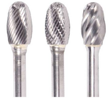  3/16" SE Shape Carbide Burr. Double Cut Oval Shape. LOC 9/32" Shank OD 1/8" OAL 1-11/16" - Uncoated