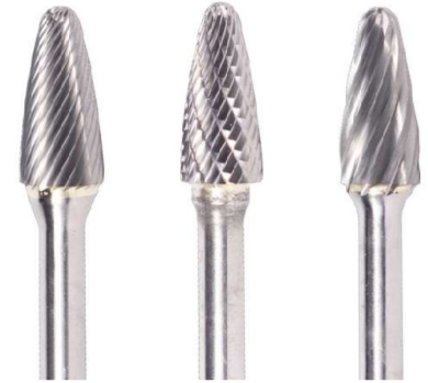 1/4" SF Shape Carbide Burr. Double Cut Ball Nosed Tree. LOC 5/8" Shank OD 1/4" OAL 6-1/4" - Uncoated