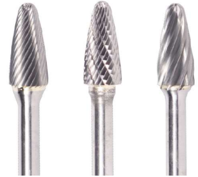7/16" SF Shape Carbide Burr. Single Cut Ball Nosed Tree. LOC 1" Shank OD 1/4" OAL 2-3/16" - Uncoated