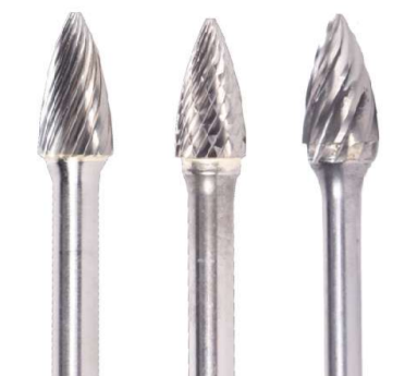 1/8" SG Shape Carbide Burr. Double Cut Pointed Tree. LOC 3/8" Shank OD 1/8" OAL 1-1/2" - Uncoated
