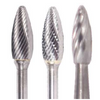 5/16" SH Shape Carbide Burr. Double Cut Flame Shape. LOC 3/4" Shank OD 1/4" OAL 2-1/16" - Uncoated