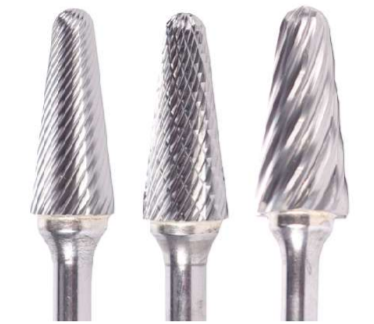 1/2" SL Shape Carbide Burr. Double Cut Ball Nosed Cone. LOC 1-1/8" Shank OD 1/4" OAL 6-1/2" - Uncoated