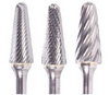 1/2" SL Shape Carbide Burr. Single Cut Ball Nosed Cone. LOC 1-1/8" Shank OD 1/4" OAL 2-1/4" - Uncoated