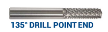  1/2" Burr - 135 Degree Drill Point End. Flute Length 1" Shank OD 1/2" OAL 3" - Uncoated