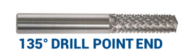 5/16" Burr - 135 Degree Drill Point End. Flute Length 1" Shank OD 5/16" OAL 2-1/2" - Uncoated