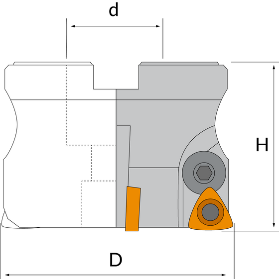 2" SHELL MILL CUTTER (D), WITH 4 POCKETS