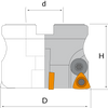 1" SHELL MILL CUTTER (D), 5" LENGTH (L), C = 1", WITH 4 POCKETS